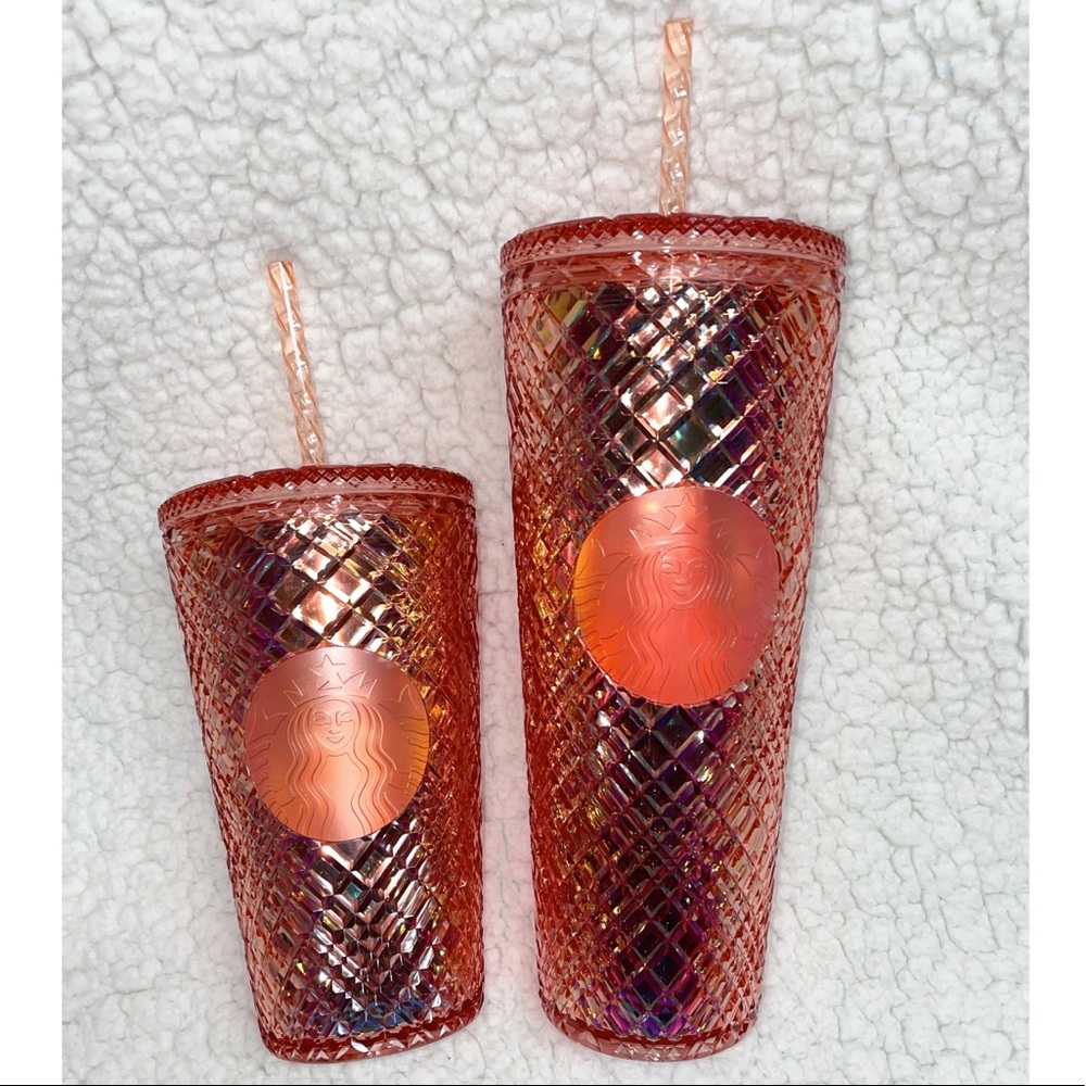 ✨Starbucks Rose Gold Jeweled Tumbler Cup Set✨